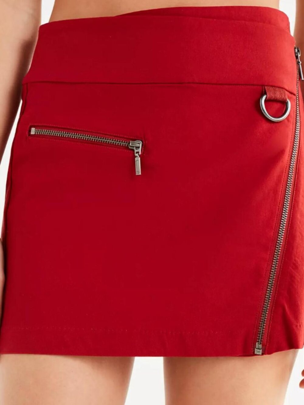 Silence + Noise Micah red moto mini skirt
